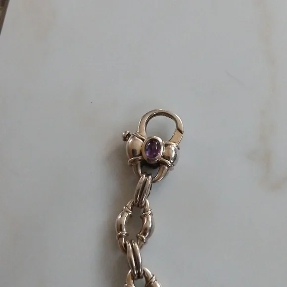Scott Kay Bolo Link Bracelet with Amethyst Clasp 8" .925 - Picture 2 of 5